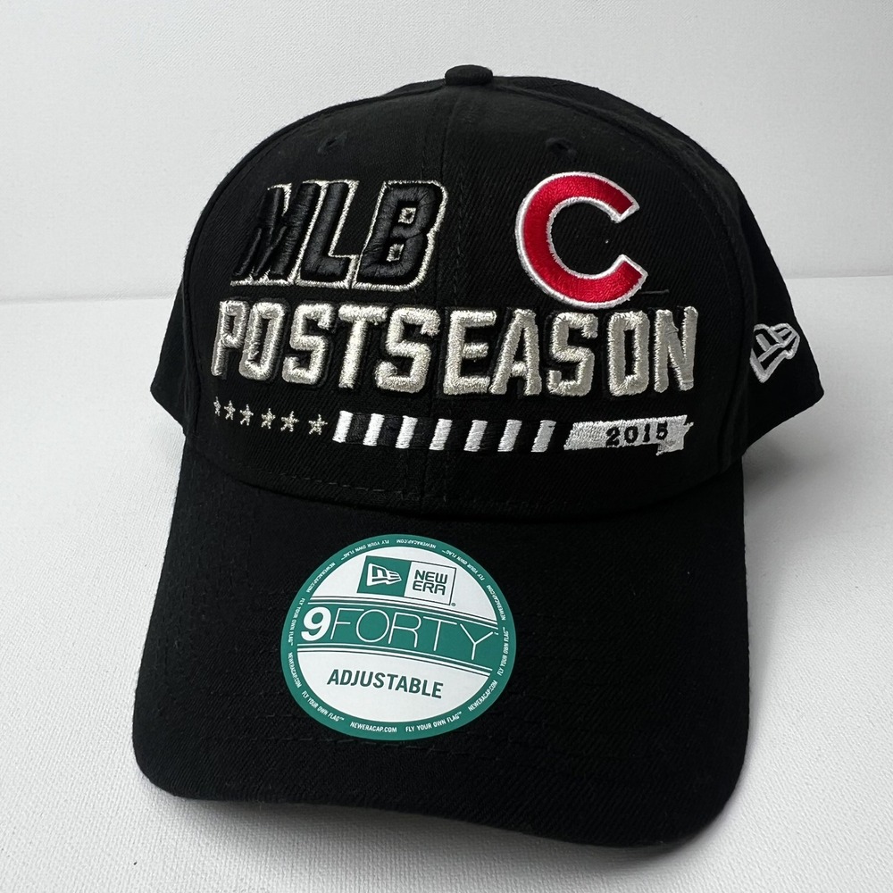 New Era 9FORTY MLB Postseason 2015 Chicago Cubs Hat Black Baseball Cap